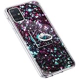 Uposao Kompatibel mit Samsung Galaxy A71 Handyhülle Marmor Muster mit Ring Halter Ständer Ultradünn TPU Silikon Hülle Schutzhülle Durchsichtig Bumper Stoßfest Hülle Backcover,Liebe Grü