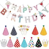 Lictin Geburtstag Dekoration Set Happy Birthday Girlande Partyhüte Party Kegel Hü