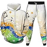 URVIP Unisex Musikalische Note Druck Trainingsanzug 3D Printed Hoodie Tops Hosen Sets Sport Anzug Multi-05 L