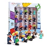 Playmags Magnetic Figures Community Figures Set von 15 - Spielleute Perfekt für Magnetfliesen - Mint-Lernspielzeug für Kinder - Magnetfliesen-Erweiterungspaket - Kompatibel mit Anderen Mark