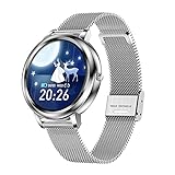 rongxin Ultradünnes Volltuchbildschirm Herzfrequenzüberwachungs-Schrittzähler Intelligente Uhr IP68 wasserdichte Multi-Sport-Modus-weibliche Smart-Uhr (Color : Silver)