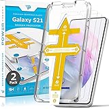 Power Theory Panzerglas für Samsung Galaxy S21 [2 Stück] - Schutzfolie mit Schablone, Panzerglasfolie, Panzerfolie, Glas Folie, Displayschutzfolie, Schutzg