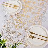 Fowecelt Tischläufer Gold Tischdeko Glitzernde Tischdecken Party Tischband Gold Metallic Dekoration mit Goldfolie für Hochzeit Weihnachten Geburtstag Party Dekor 14 * 72 Zoll (35 * 183cm)