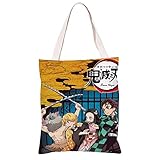 SX-Day Demon Slayer Schultertasche, Leinen, tragbar, waschbar, Tragetasche für Sport im Freien, Geschenk für Anime-F