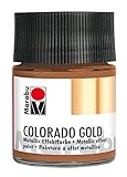 Marabu 12640005794 - Metallic Effektfarbe, Colorado Gold antik kupfer 50 ml, auf Wasserbasis, lichtecht, wetterfest, schnell trocknend, zum Pinseln und Tupfen auf saugenden Untergrü