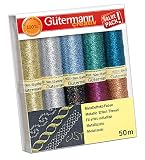 Gütermann creativ Nähfaden-Set mit 10 Spulen Metalleffekt-Faden W331 50 m in glitzernden Farb