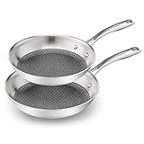 Tefal Edelstahl Bratpfannen-Set, 24cm + 28cm, Geeignet für alle Herdarten, Kratzfeste Beschichtung, Antihaft-Versiegelung, Spülmaschinengeeignet, Backofengeeignet bis 250° C, Perfekte Brat-Ergeb