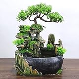 Zimmerbrunnen Harz Desktop-Brunnen, Büro Desktop-Dekorationsbrunnen Desktop Ornament Garten Pflanze, für Zuhause, Büro, Schlafzimmer Dek