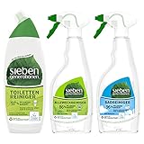 Sieben Generationen 3er Set mit Bad- und Allzweck-Set, Toilettenreiniger 500 ml + Badreiniger 500 ml + Allzweck-Reiniger 500