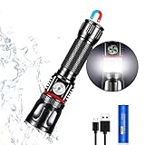 LED Taschenlampe Klein USB Aufladbar (mit 18650 Akku 3000mAh), iToncs Legierung Taschenlampen Hell T6 LED 1000 Lumen mit Fokus und Floodlight, 360° COB Arbeitsleuchte mit Starke Magnet, 4 M