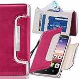 numia Huawei Ascend G630 Hülle, Handyhülle Handy Schutzhülle [Book-Style Handytasche mit Standfunktion und Kartenfach] Pu Leder Tasche für Huawei Ascend G630 Case Cover [Pink-Weiss]