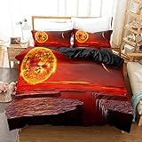 Dszltf 3-Teilige Set Galaxien Duvet Cleaner Cover-Sets-3D-Gedruckte Flame-Planeten-Weltraum-Themen-Four Seasons Reversible Design-Included 1 Bettbezug (Kein Bettdecke), 2 Kissenbezüge,228 * 228