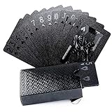 Joyoldelf Poker Karten - Schwarze Goldfolie PVC Wasserfeste Spielkarten Profi Premium Playing Cards,Familie Party Spiele Party Geschenkkarten(Schwarz)