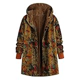 Darringls Teddy Jacke Damen Teddyfleece Groß Mantel Plüschjacke Plüsch Oberbekleidung Kunstpelzjacke Wintermantel Zip Hoodie Jacke Full Zip Winterjack Fleecejacke Kapuzenmantel Plü