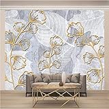NVFDFF Fototapete Vlies Tapeten Wandtapete Moderne Wanddeko Design Wand Dekoration Wohnzimmer Schlafzimmer Büro Goldene Blume Mit BläTtern - 300x210