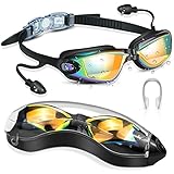 DAWINSIE Unisex Schwimmbrille, Schwimmbrillen für Erwachsene Jugendliche, 180 ° Weitwinkel Sicht, Anti-Beschlag, UV-Schutz Komfort Schnorchelbrille mit Nasenklammern, Conjoined Ohrstöpsel, Brillenbox