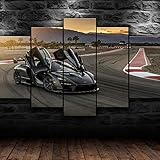 IKDBMUE Non-Woven Canvas Picture 200 x 100 cm McLaren 765 Racing Track Super Car 5-Piece Art Print Modern Wall Picture XXL Wall Decoration Design Wall Picture Ab