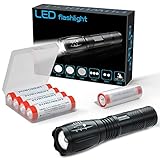 Handheld-Taschenlampe Super Bright LED Tactical Flashlight Zoombare Lampenlampe - mit 4x18650 wiederaufladbarer Batterie 3,7 V Knopfbatterie für Radfahren Wandern Camping Notfall (rot)