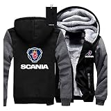 Aisigeren Herren Kapuzenpullover Herren Hoodie Pullover Hoodie Sweatshirt Sweatjacke, Thicken Velvet Hoodie SCA-Nia Printing Cardigan Warme Jacke,Braun,M/M