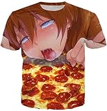 Unisex Ahego Anime-T-Shirt 3D-Druck-T-Shirts Lustige Kurze Hülsen-lustige T-Shirt Summer Ahegao Pizza Shirt XXXL