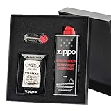 polar-effekt Zippo-Store Zippo Sturmfeuerzeug Geschenk-Set - 1 Flasche Benzin (125ml) - 6 Feuersteine - mit Gravur - inkl. Geschenketui - Wind- und Wetterfest Motiv Original-Exk