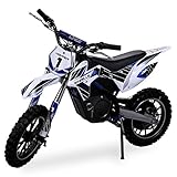 Kinder Mini Crossbike Gazelle ELEKTRO 500 WATT inklusive verstärkter Gabel Dirt Bike Dirtbike Pocket Cross (Blau)