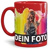 Tasse selbst individuell gestalten/Personalisierbar mit eigenem Foto Bedrucken/Fototasse/Motivtasse/Werbetasse/Firmentasse mit Logo/Außen & Innen Rot G