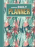 Undated Daily Planner: Hardcover / 8.5x11 One Page Per Day Diary / 365 Logs / 6AM to 7PM Hourly Schedule / Palm Tree - Graphic Design Art Pattern / To ... / Time Management Gift For Organized Peop