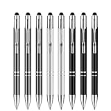 Zoonnis Eingabestift, 8 Stück 2 in 1 Universal kapazitive Stylus Stifte für Touch Screens Gerte,Hochempfindlich für Apple iPad iPhone Tablets Kindle Samsung Galaxy,Kugelschreiber(Schwarz+Silber+Grau)