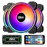 GIM RGB Lüfter 3er Pack 120mm PC KB-24 Gehäuselüfter für Computerkühlung, Musikrhythmus 5V ARGB Adressierbares Motherboard SYNC/RC Controller, Lüftersgeschwindigkeit via Hub steub