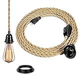 DIY moderne industrielle Textilkabel Kronleuchter Kit mit Switch-Vintage Lampe Kabel mit 4,5 m langen Schnur E27 Lampenfassung in die Küche Keller Deckenlampe gesteckt - ohne Glühb