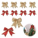 Ltsbaed Weihnachtsschleifen Rot Gold Weihnachtsschleife Aussen mit Goldenen Rändern Weihnachtsbaum draußen Schleifen Ornamente Geschenke für Weihnachtsdeko Weinflaschen Geschenkverpackung 10 Stück (A)