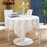 LIUJIU Tischdecke aus Polyesterfaser，Tischdecke Rechteckige Abwaschbar Polyester Tischtuch Wasserabweisend Geeignet für Home Küche Dekoration Gastronomie Hochzeit Fest,120x120