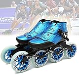 LLKK Inlineskates – Herren Damen Leichte Kohlefaser Thermoplastische atmungsaktive Rennskates 4 Rollen hochelastische Abnutzung PU Rad Space Leder Outdoor Indoor Speed Skating S