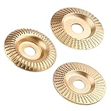 AIEX 3 Stück 100mm Holzschnitzscheibe Set, Hartmetall Schleifscheiben Raspelscheibe Holz für Winkelschleifer 4' und 4 1/2' zum Holzschneiden Schleifen Formen (Golden)