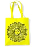 Tribal T-Shirts Sun Mandala Hipster Tattoo Große Tasche Schultertasche Einkaufstasche, gelb (Gelb) - sun_mandala_lp_bag-5