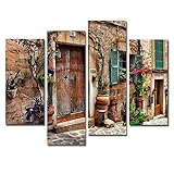 First Wall Art 4 toskanische italienische rustikale Wandkunst, die den Bilddruck auf Leinwandgrafikbildern für die Moderne Dekoration des Hauptbüros des Wohnzimmers M