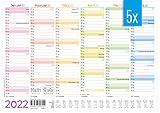 5 x Premium Tafelkalender 2022 A4 quer [Rainbow] - Jahresplaner, Wandkalender, Jahreskalender inkl. kleine Übersicht Folgejahr, Feiertage & Ferienübersicht | nachhaltig & k