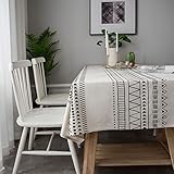 FSAQ Tischtuch Rectangler Retro Tischtuch Waschbar Baumwolle Leinen Tischdecke Esstisch Tischdekoration Anti-Falten Tischdecke Schutz Für Küche Picknick Draußen Innen(Size:140x260cm)