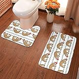 Badezimmerteppich-Set, 2-teilig, Weihnachtsfaultier-Vater Weihnachtsmann, niedliche Tiere, Badematte, U-förmig, Toilettenvorleger, ultraweiches Flanell, rutschfest, B
