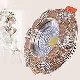 GYZLZZB Europäische Vintage Directional LED Downlights Aluminium Runde Deckeneinbaustrahler Scheinwerfer Ultra Slim Panel Light Geschnitzte Blendungsleuchten Hotel Büro Bekleidungsgeschäft Dek