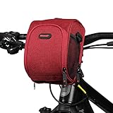 Asvert Fahrrad Lenkertasche wasserdichte Fahrrad Vordertasche für alle Fahrradtypen mit abnehmbarem Schultergurt und Regenschutz, geeignet für Fahrten im Freien (Rot)