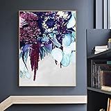 HNGFV Poster & Kunstdrucke Abstrakte Lila Blaue Blume Leinwanddruck Poster FüR Wohnzimmer Dekor Moderne Leinwand Bild Wand Bilder Bilder Wohnkultur 40x60cm x1 R