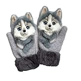 Thermo Handschuhe Herren Winter Outdoor Wolle Warme Winterhandschuhe Cartoon Tier Plüsch 3D-Druck Gloves Touchscreenhandschuhe Arbeitshandschuhe Motorradhandschuhe Skihandschuhe Unisex