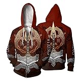 Puuuk Herren Viking Hoodie, Nordische Mythologie Odin Crow 3D Print Thors Hammer Pullover, Fashion Street Harajuku Jacke,Zip Hoodies,M