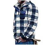 BIBOKAOKE Oversize Pullover Herren Vintage Plaid Fleecepullover Winter Warm Plüsch Sweatshirt Loose Casual Camouflage Langarm Flauschige Teddy Fleece Sweater Stehkragen Pulli mit B