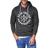 TOM TAILOR Herren Sweathoody mit Kaputze und Druck Sweatshirt, Grau (Black Grey Melange 2572), M