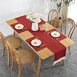 NHhuai Baumwolle Leinen Elegante Tischdecke waschbare Küchentischabdeckung für Speisetisch Tischläufer mit Q