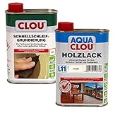 Clou Lackierset, Grundierung G1 und Klarlack L11 matt, je 250 ml für unbehandeltes und gebeiztes Holz im Innenb