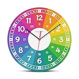 Cander Berlin MNU 7930 R Kinderwanduhr lautlos 30,5 cm geräuschlos MDF analog Lernuhr Jungen Mädchen Kinderzimmer ohne Tickgeräusche bunt farb
